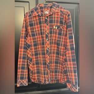 Under Armour Men's dark orange and Navy Plaid Shirt
